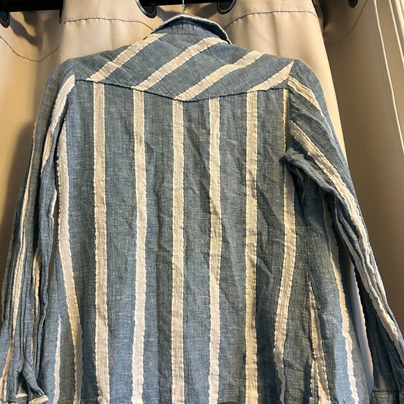 PAM7 Tops Vintage Blue And White Striped Collared Shirt 7s Rock And Roll Poshmark